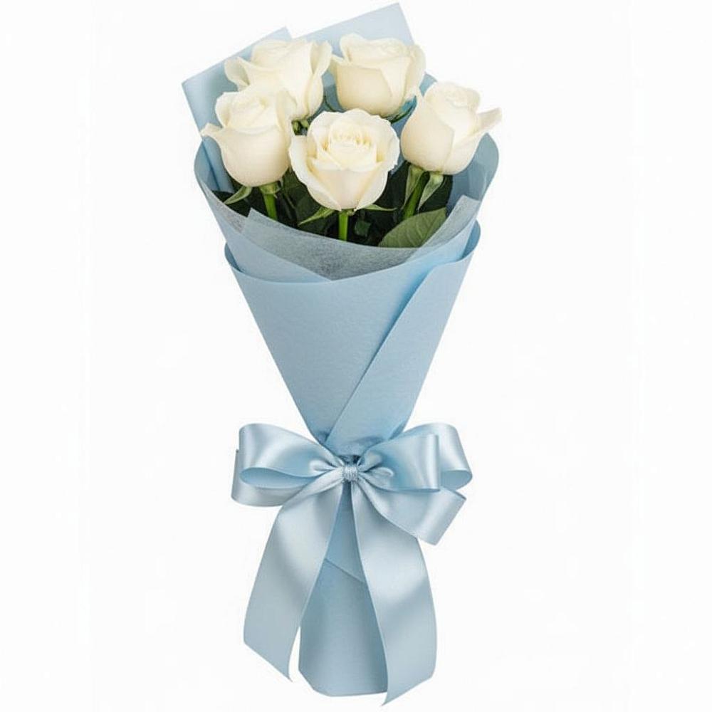 Букет 5 Белых роз Проуд в Балтаси