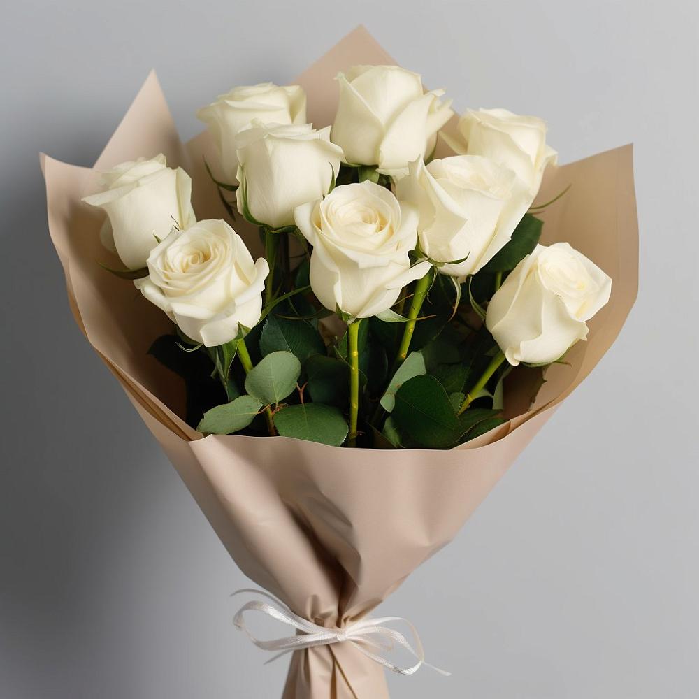 Букет 9 Белых роз Эдлесс Лав в Балтаси