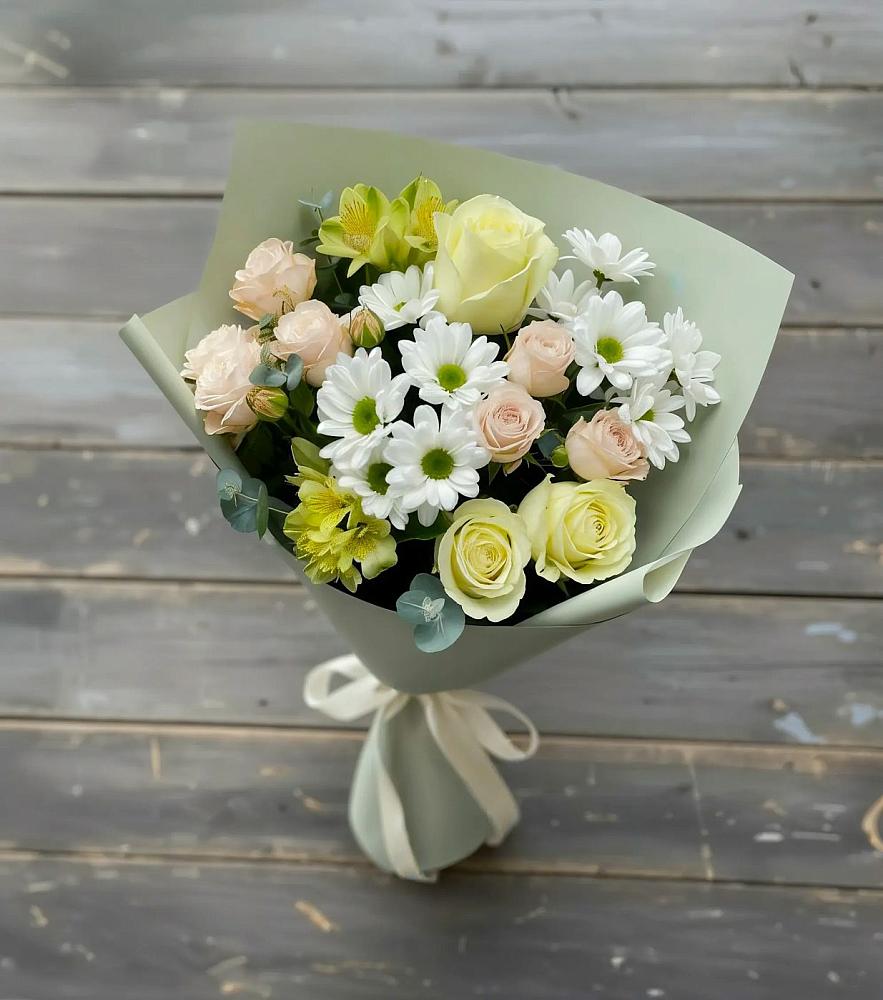 Букет цветов из: Альстромерии, Розы и Хризантемы в Балтаси