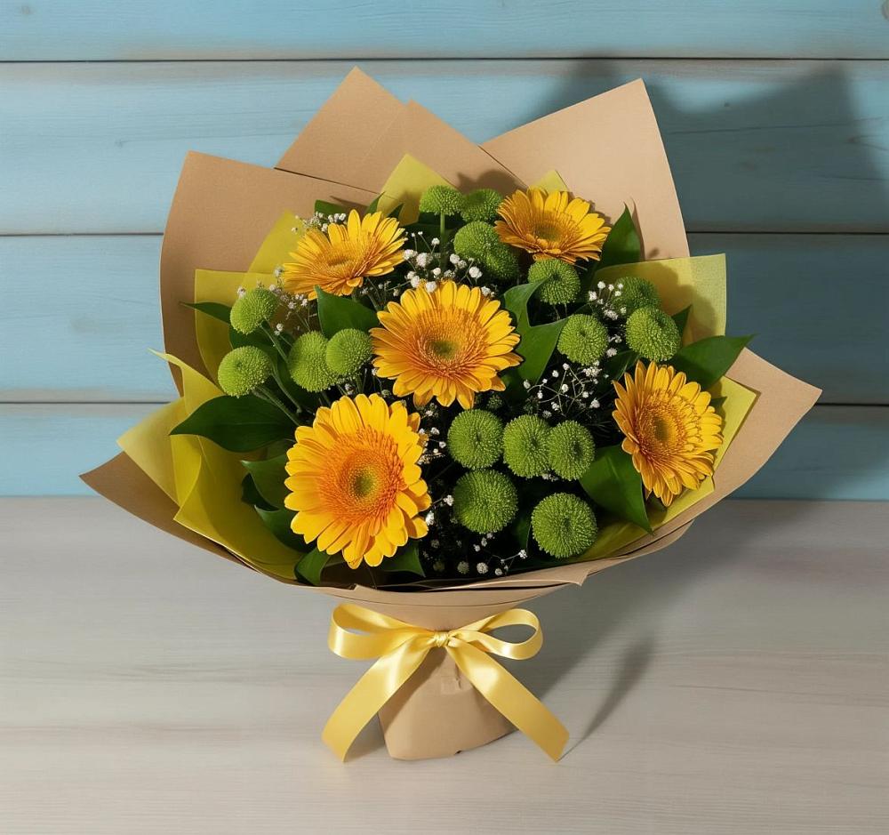 Букет цветов из: Герберы и Хризантемы в Балтаси
