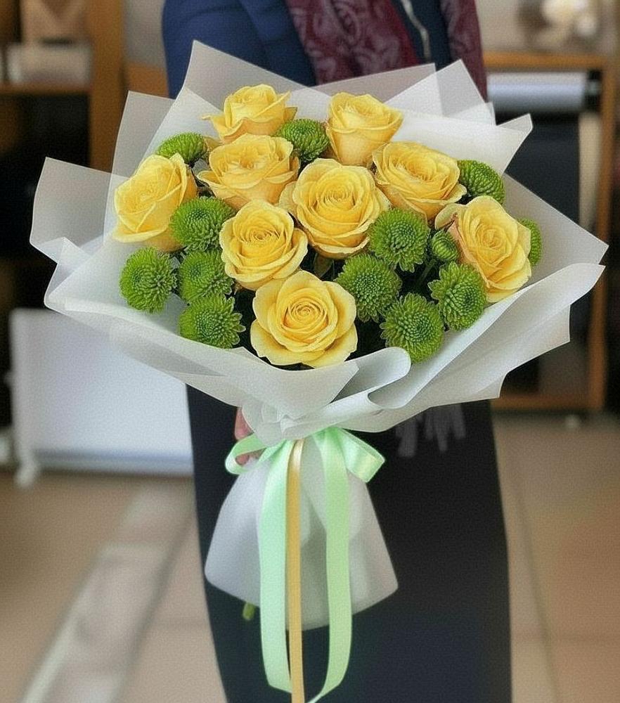 Букет цветов из: Хризантемы и Розы в Балтаси