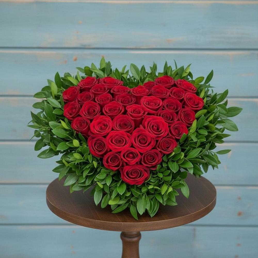 Цветочная композиция из Розы в виде сердца в Балтаси