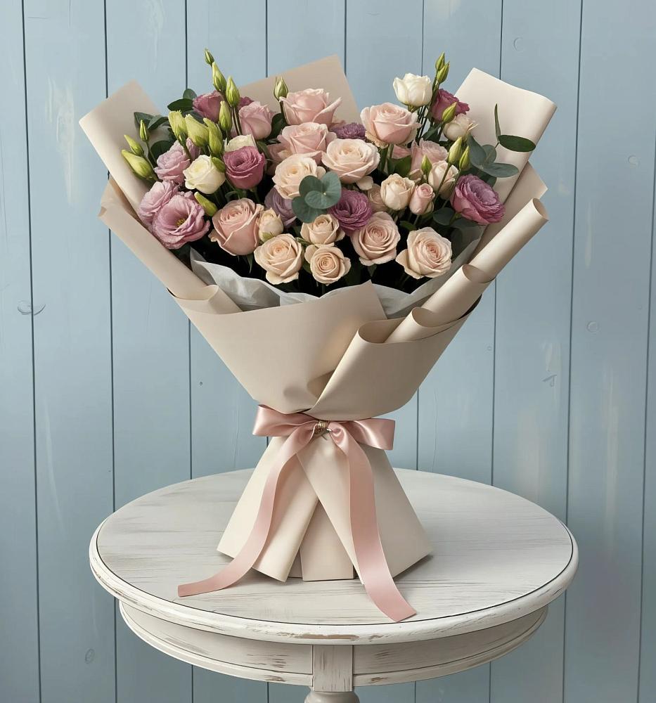 Букет цветов из: Розы и Лизиантусы в Балтаси