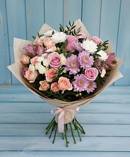 Букет цветов из:  Хризантемы, Розы и Альстромерии в Балтаси