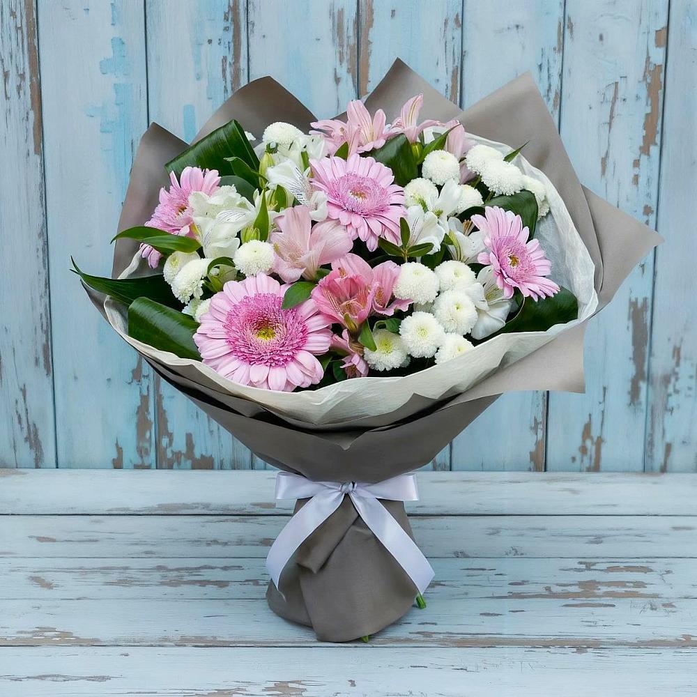 Букет цветов из: Герберы, Альстромерии и Хризантемы в Балтаси
