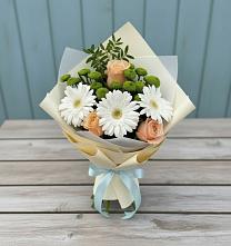 Букет цветов из:  Герберы, Розы и Хризантемы в Балтаси