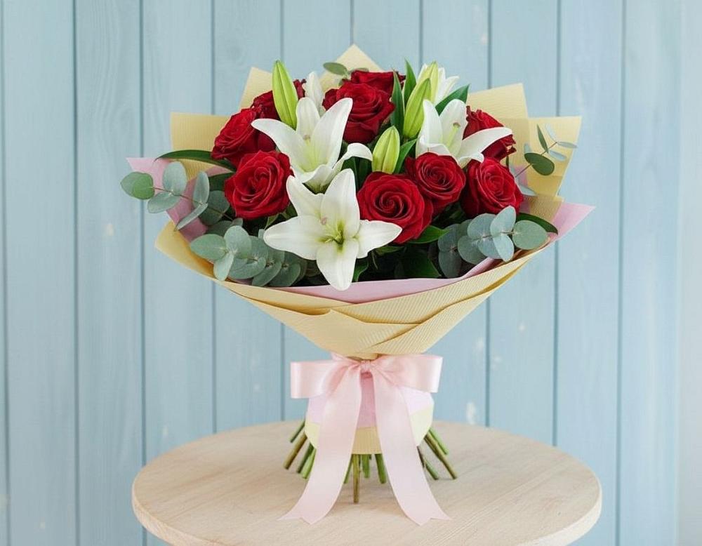 Букет цветов из: Лилии и Розы в Балтаси